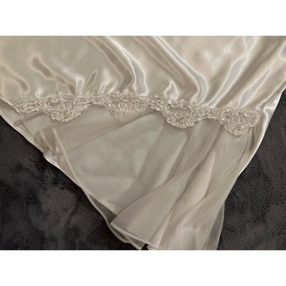 Vintage coquette white sequined slip nightgown embroidered chemise - Picture 4 of 6